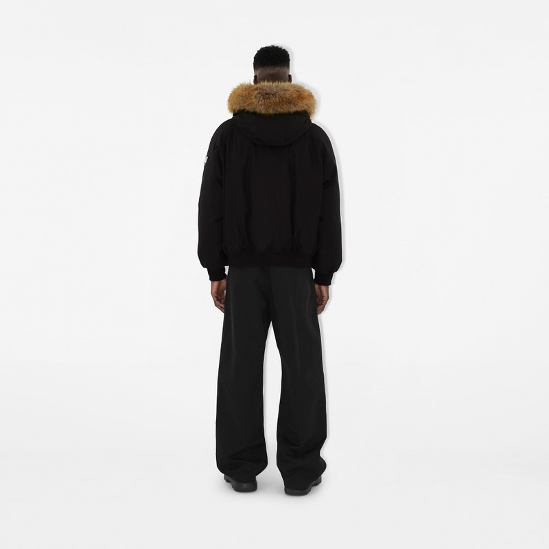 Faux Fur Trim Nylon Bomber Jacket 4