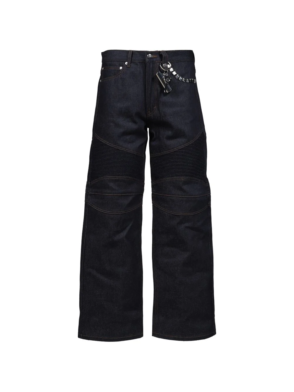wide-leg biker jeans - 1