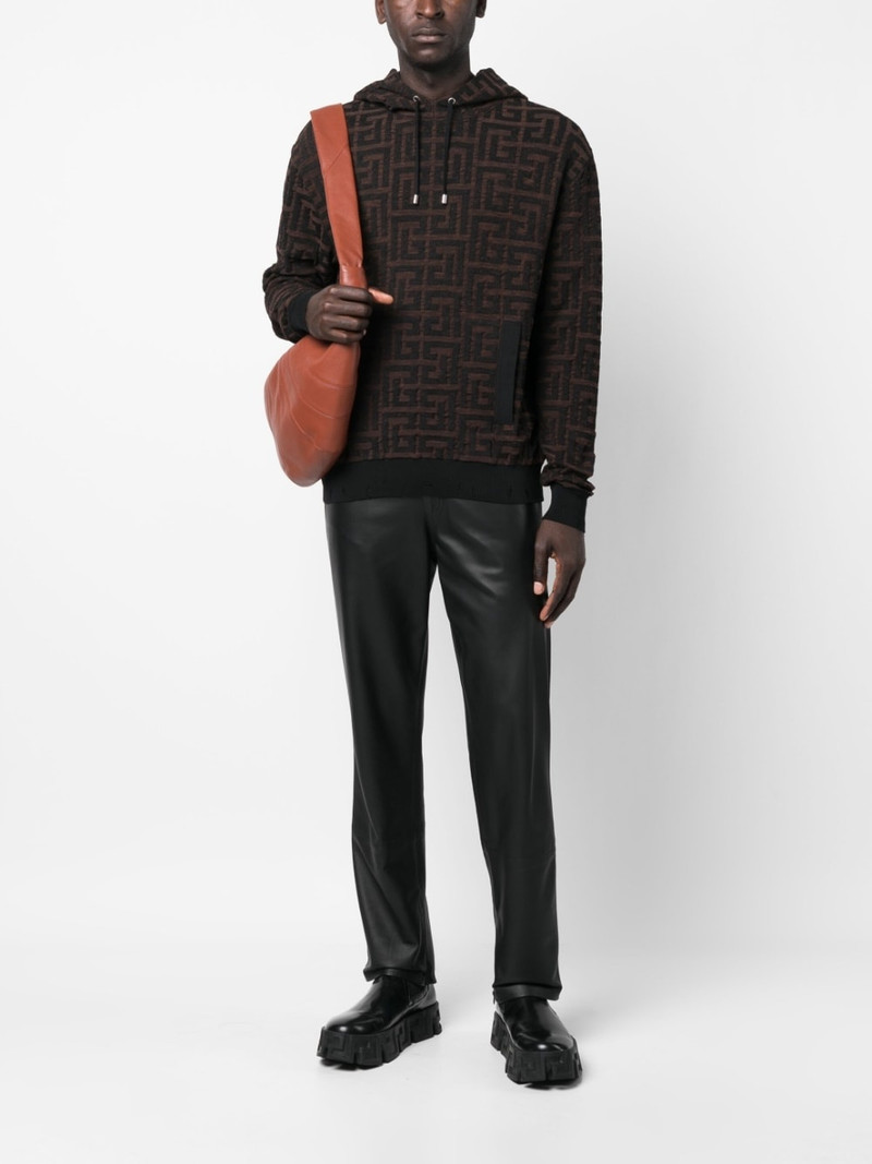 Balmain monogram-jacquard cotton hoodie outlook