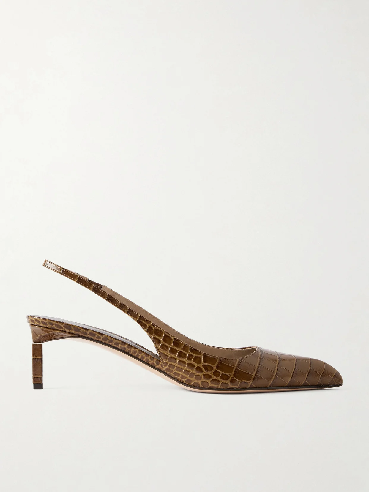 Croc-effect Leather Slingback Pumps - 1