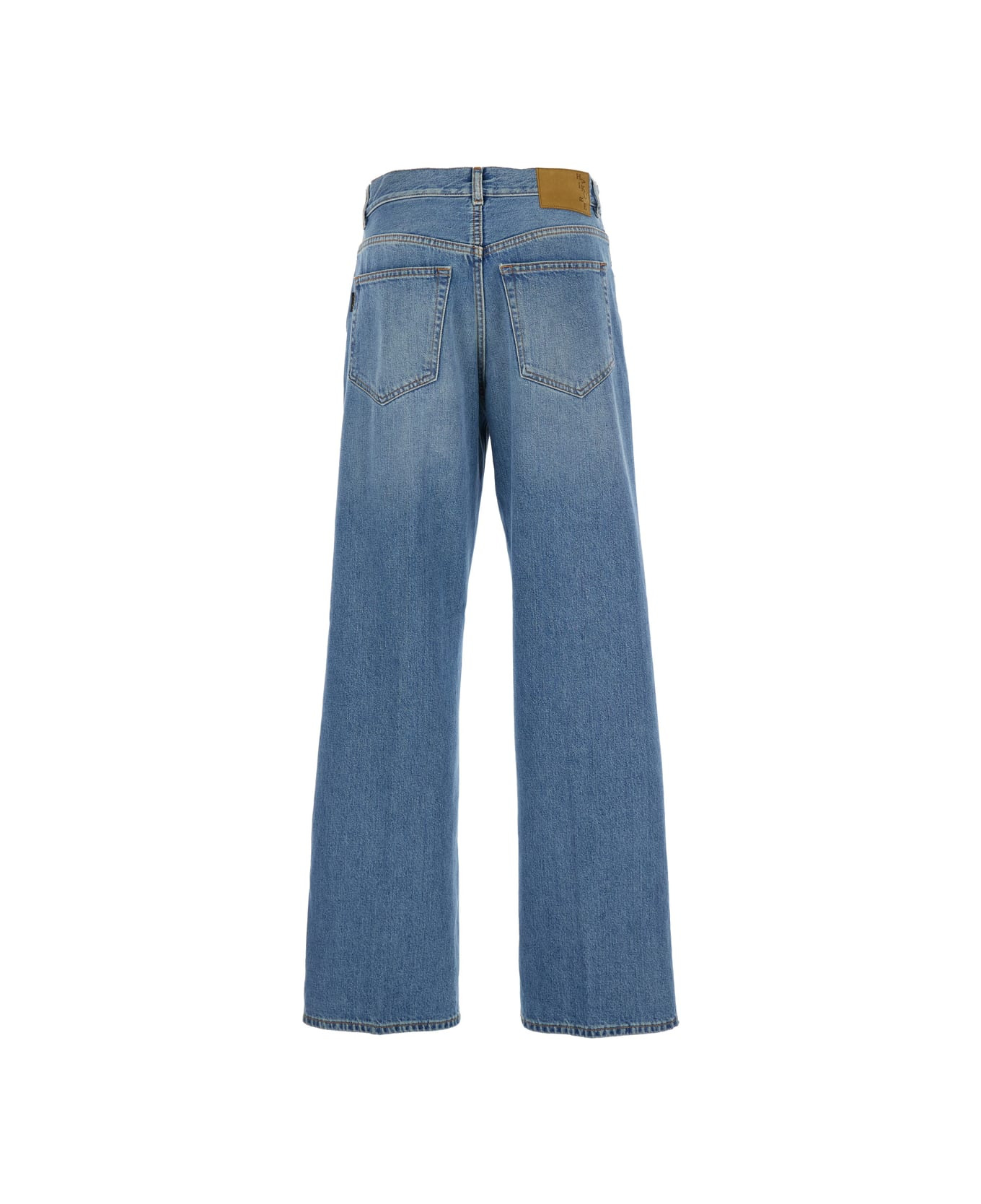 Blue Jeans With Five Pocket Design And Logo Patch On The Back In Denim Woman - 2