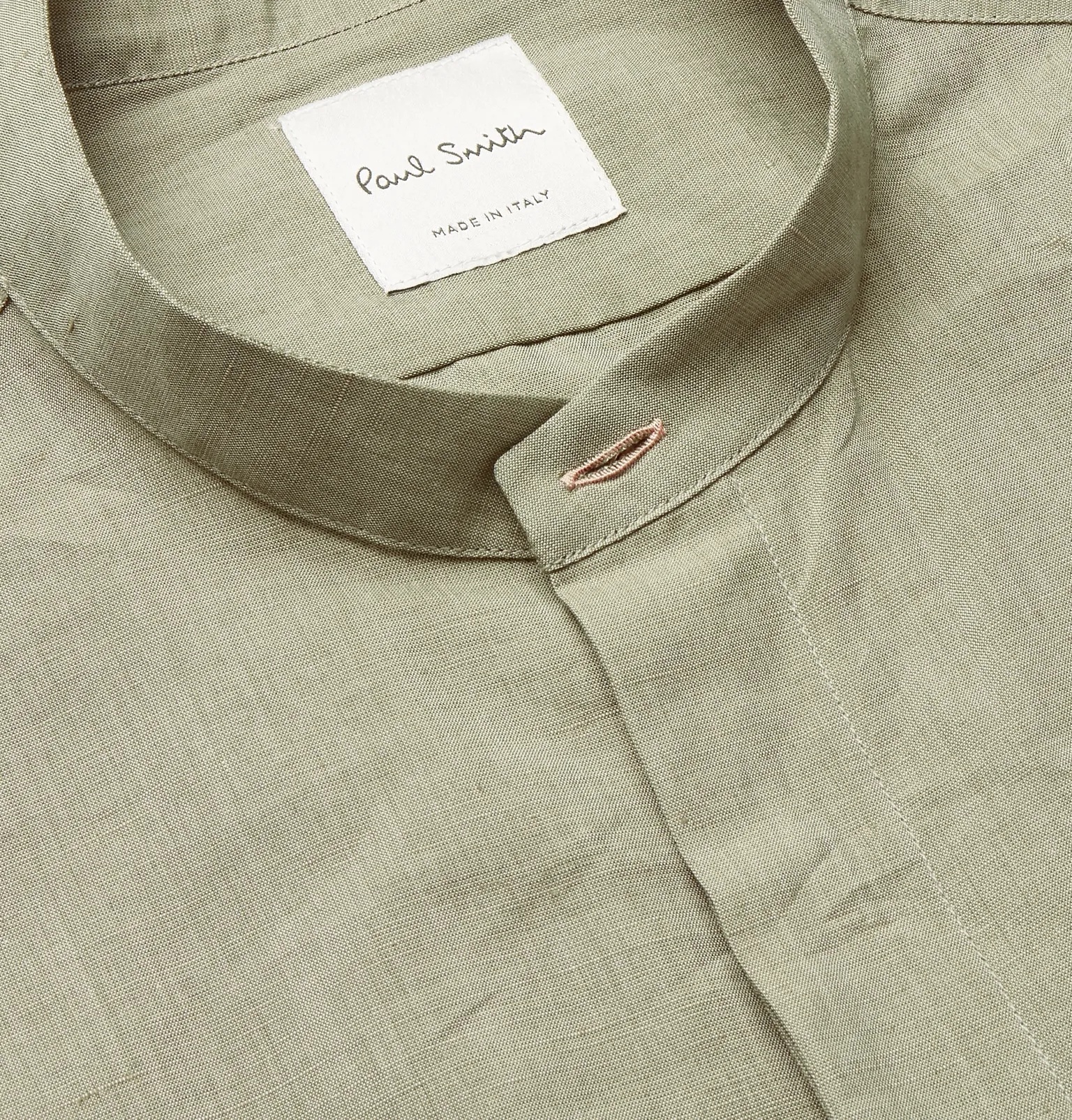 Slim-Fit Grandad-Collar Cotton and Linen-Blend Shirt - 6