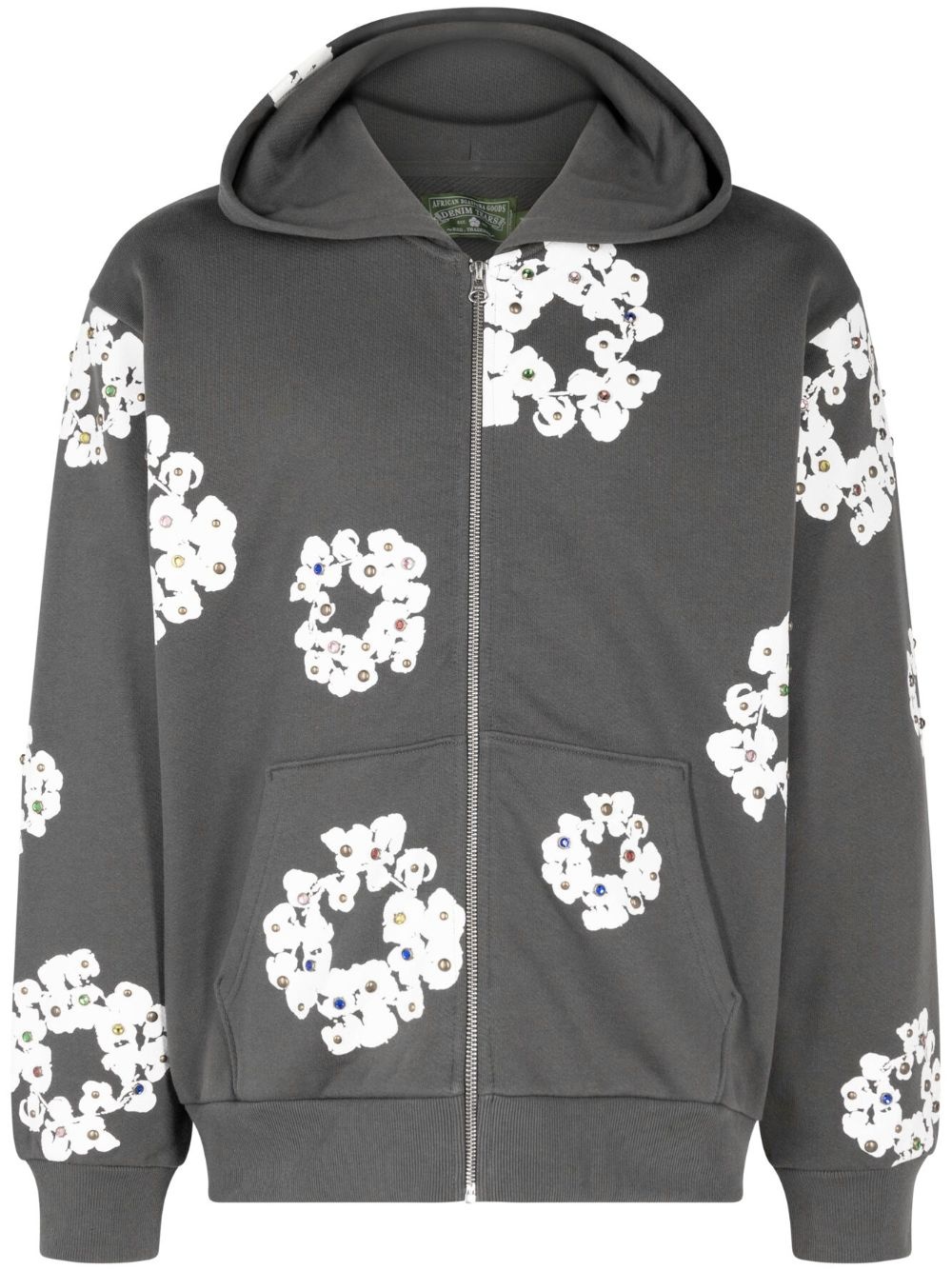 Rhinestone Wreath zip hoodie - 1