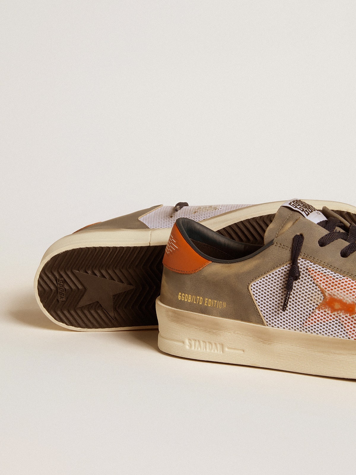 Stardan LTD in gray leather and mesh with leather star and heel tab - 3