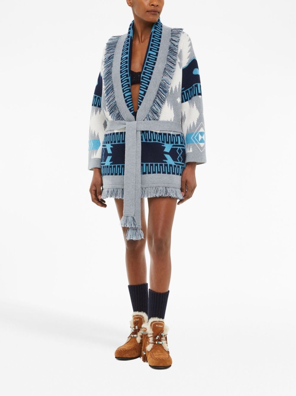 Icon Jacquard fringed cardigan - 6