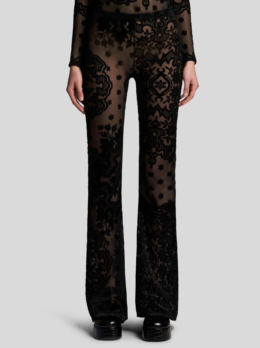 TULLE AND JACQUARD VELVET TROUSERS - 2