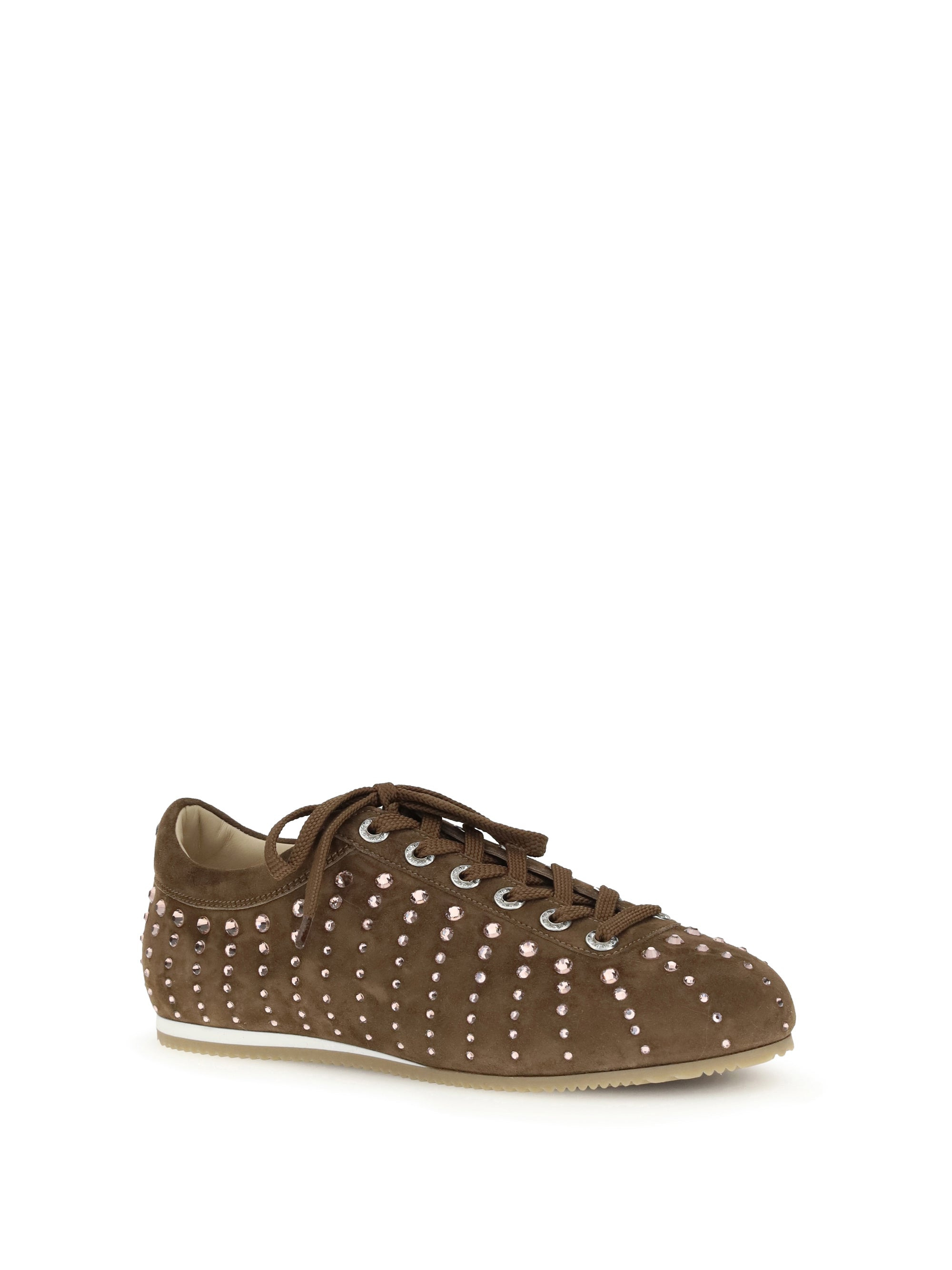 Mach & Mach Women Brown Suede Crystal Ray Ballet Runner (1 - 2