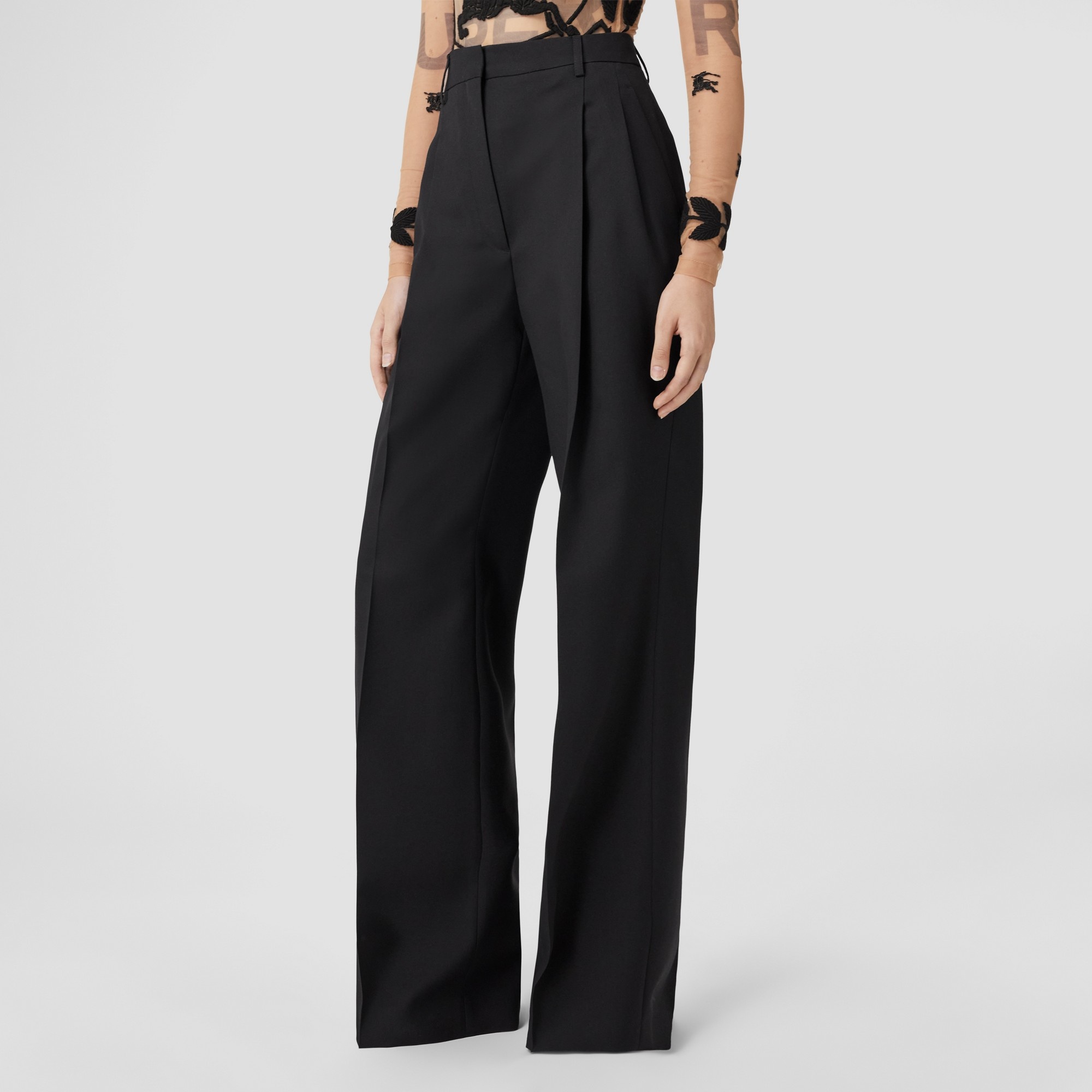 Pleated Wool Wide-leg Trousers - 5