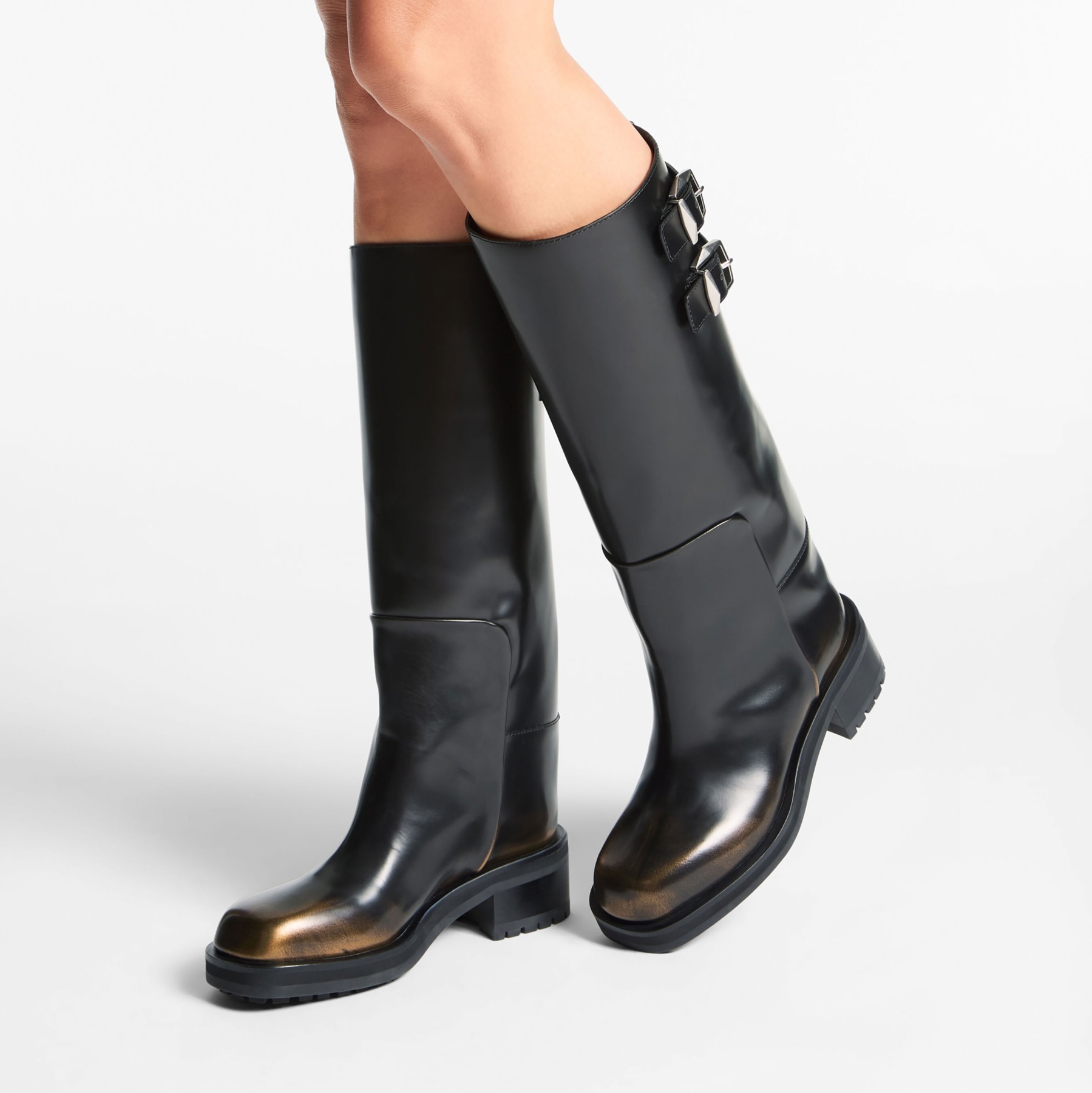 Brooklyn Knee Boot 50
Black Brushed Leather Knee-High Boots - 2