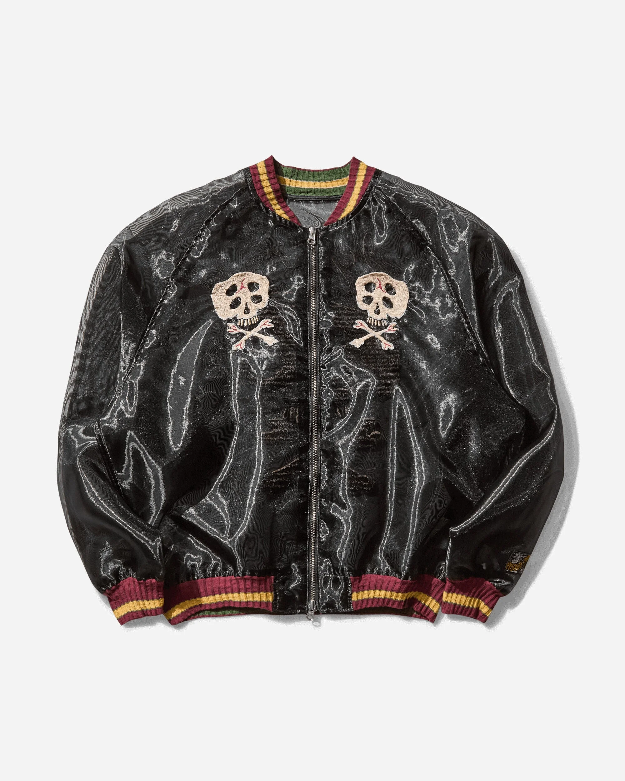 Men's Sheer Pearl Souvenir Jacket (Rain Skull) Black - 1