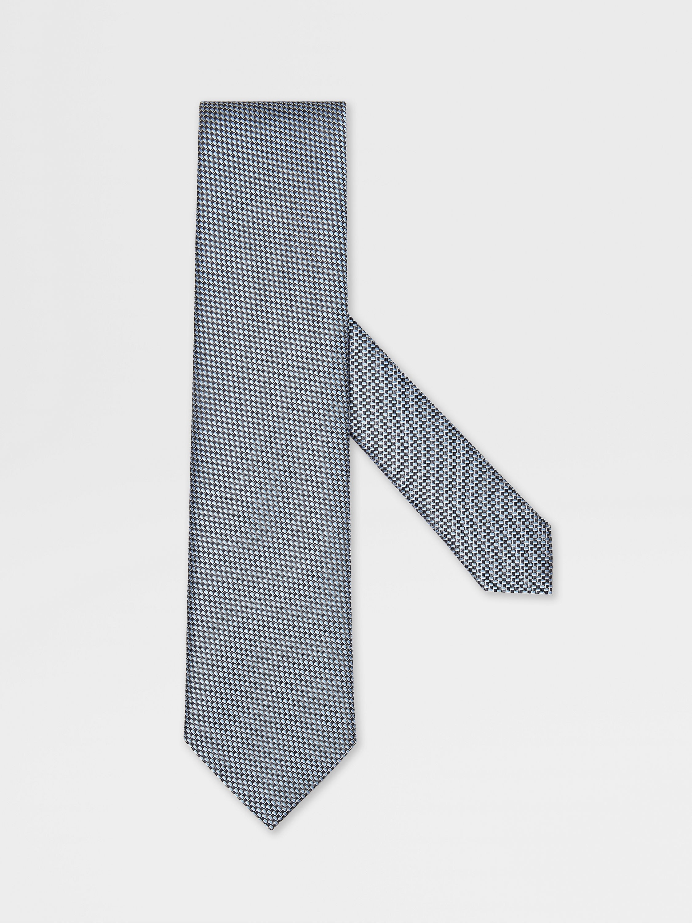 LIGHT BLUE JACQUARD SILK TIE - 1