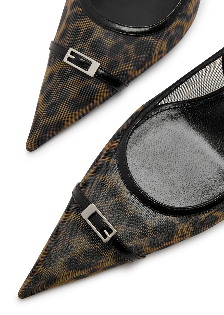 Oxalis 30 leopard-print mesh slingback pumps - 3