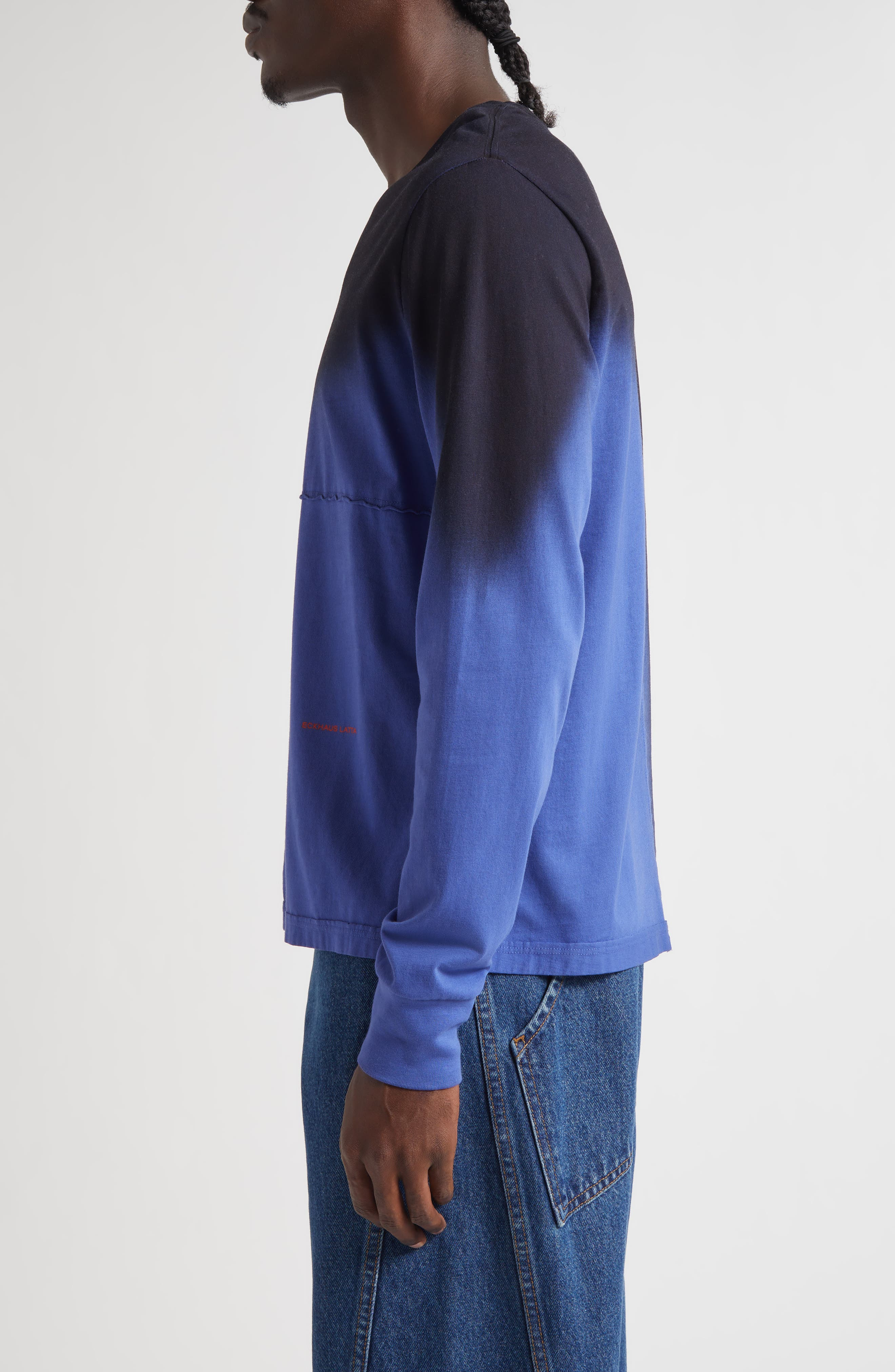 Eckhaus Latta Lapped Long Sleeve Cotton T-Shirt in Shadow at Nordstrom - 4