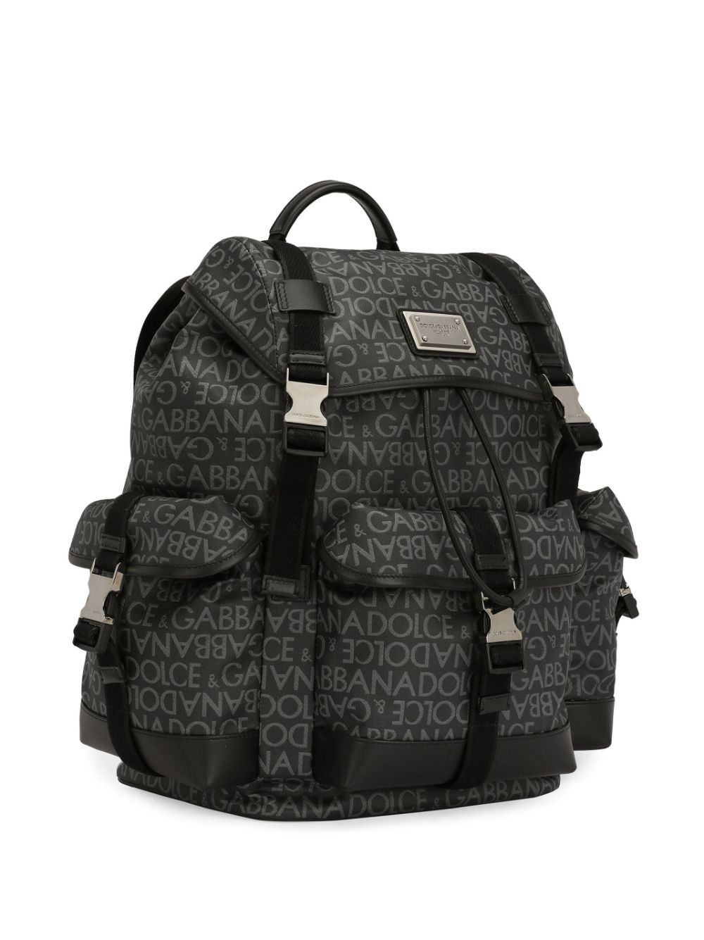 logo jacquard buckled backpack - 4