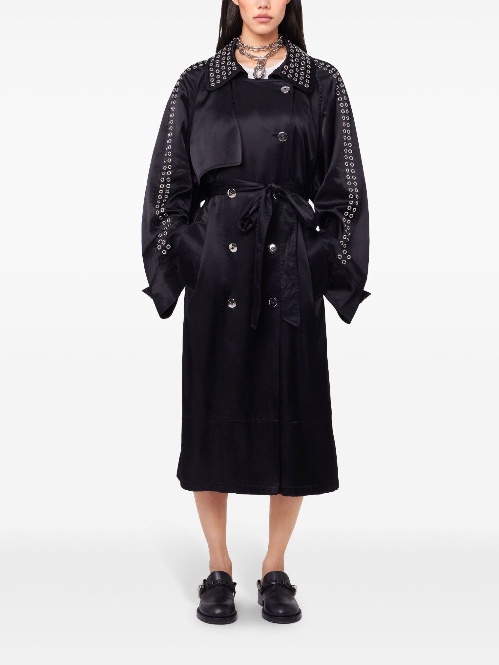 eyelet-detail trench coat - 2
