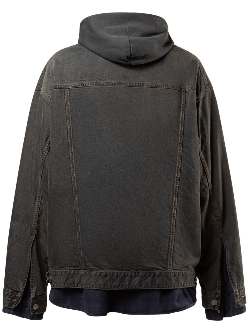 Layered silk & cotton denim jacket - 6