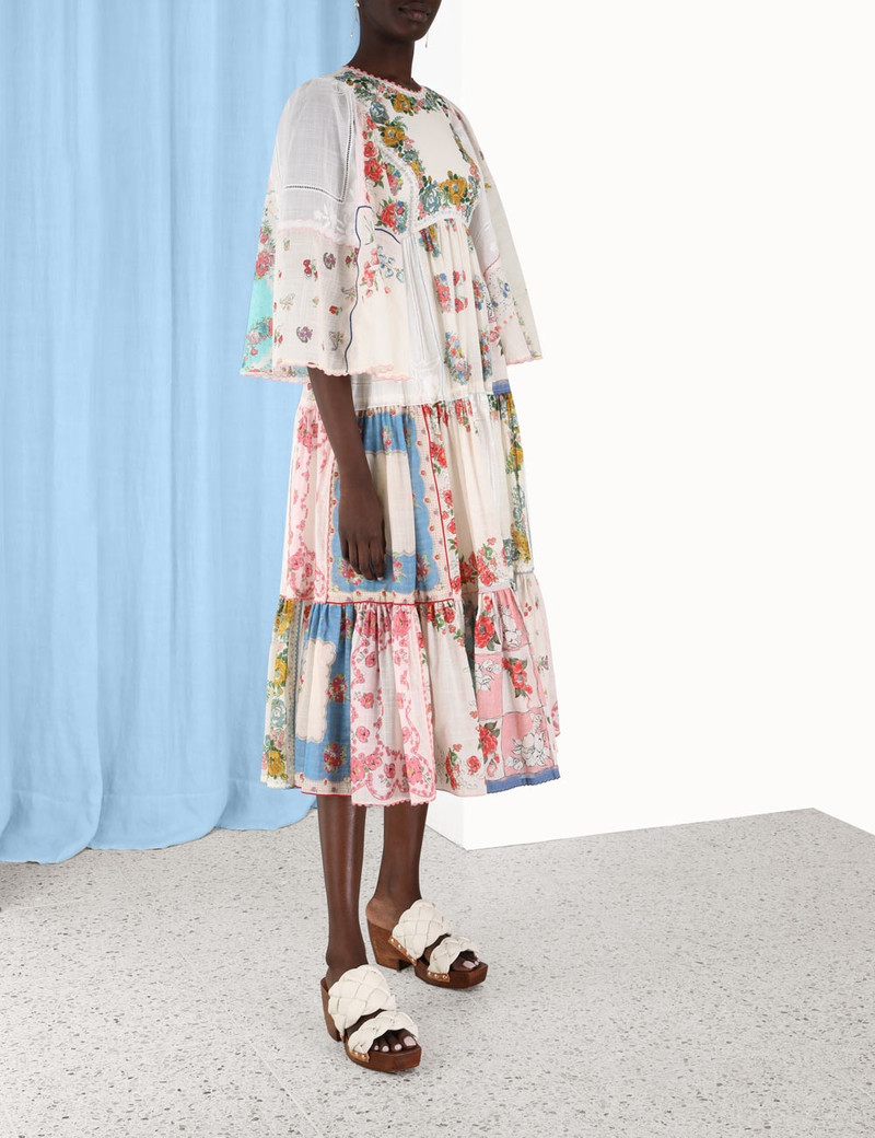 knee length dresses for ladies Rebellion Cream Flutter Sleeve Midi Dress