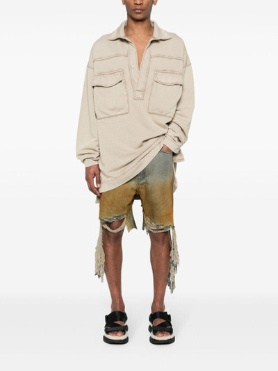 Rick Owens DRKSHDW ripped distressed denim shorts outlook