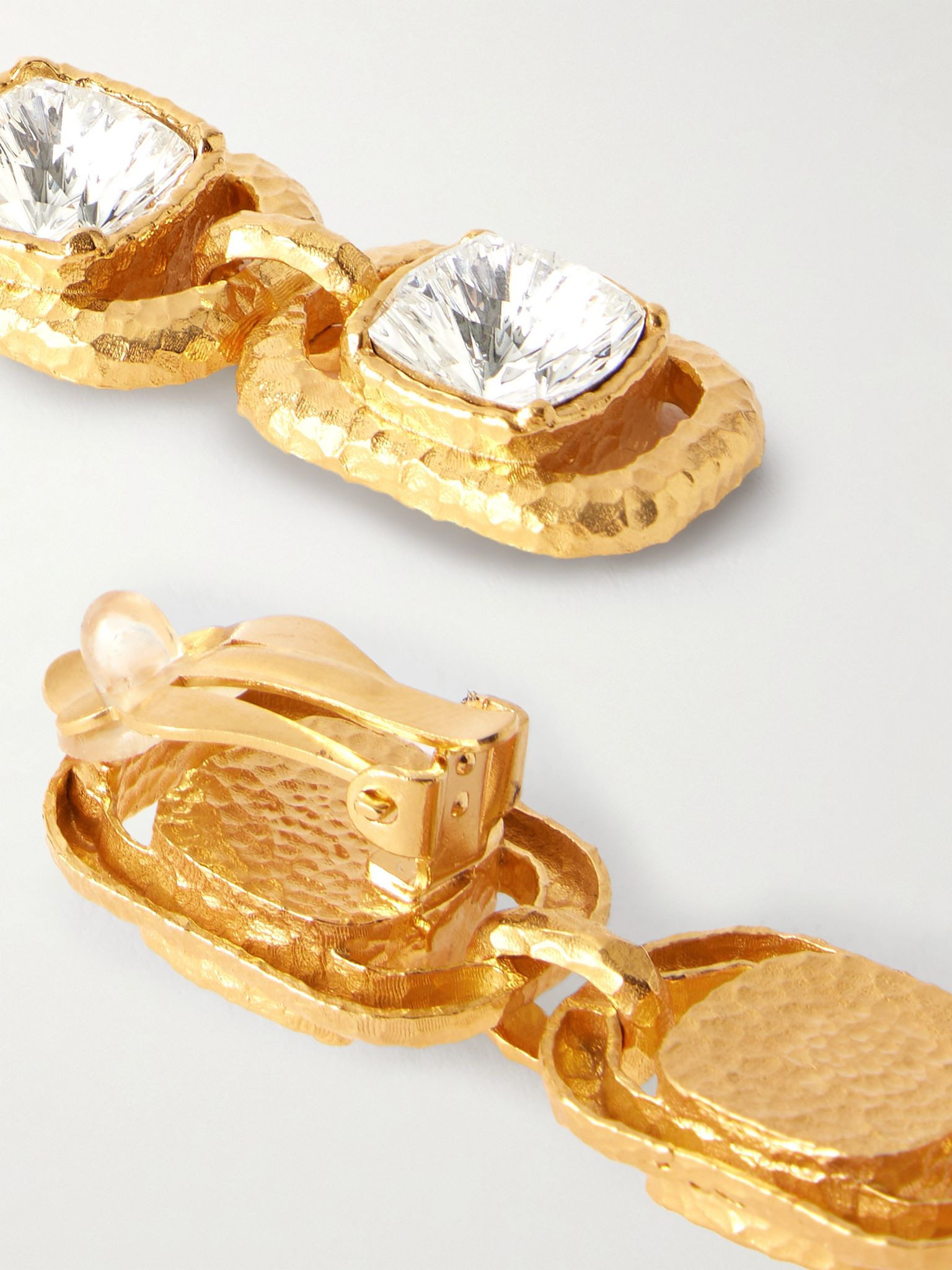 Gold-tone crystal clip earrings Gold - 3