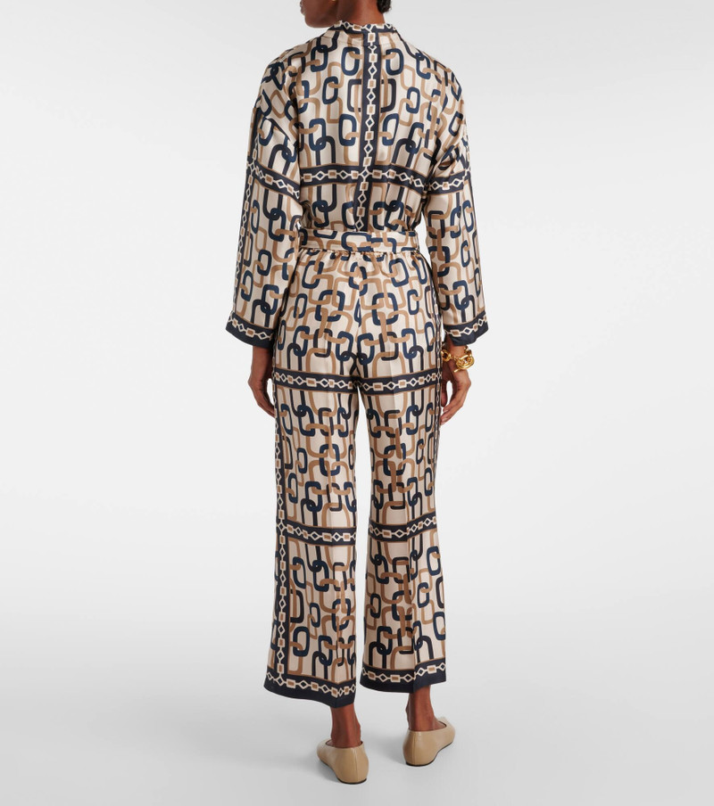 Brina printed silk twill wide-leg pants 3