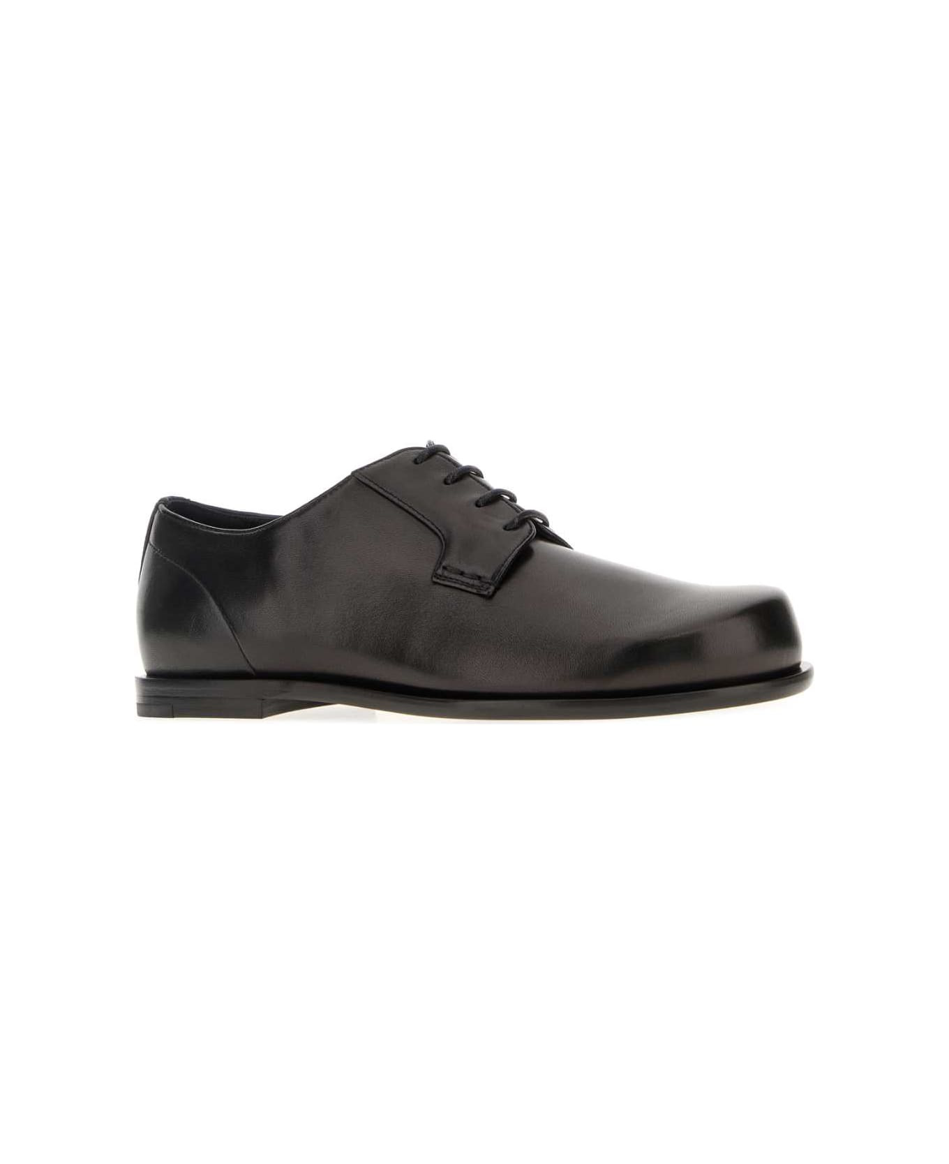 Black Leather Squared Ff Lace-up Shoes - 2