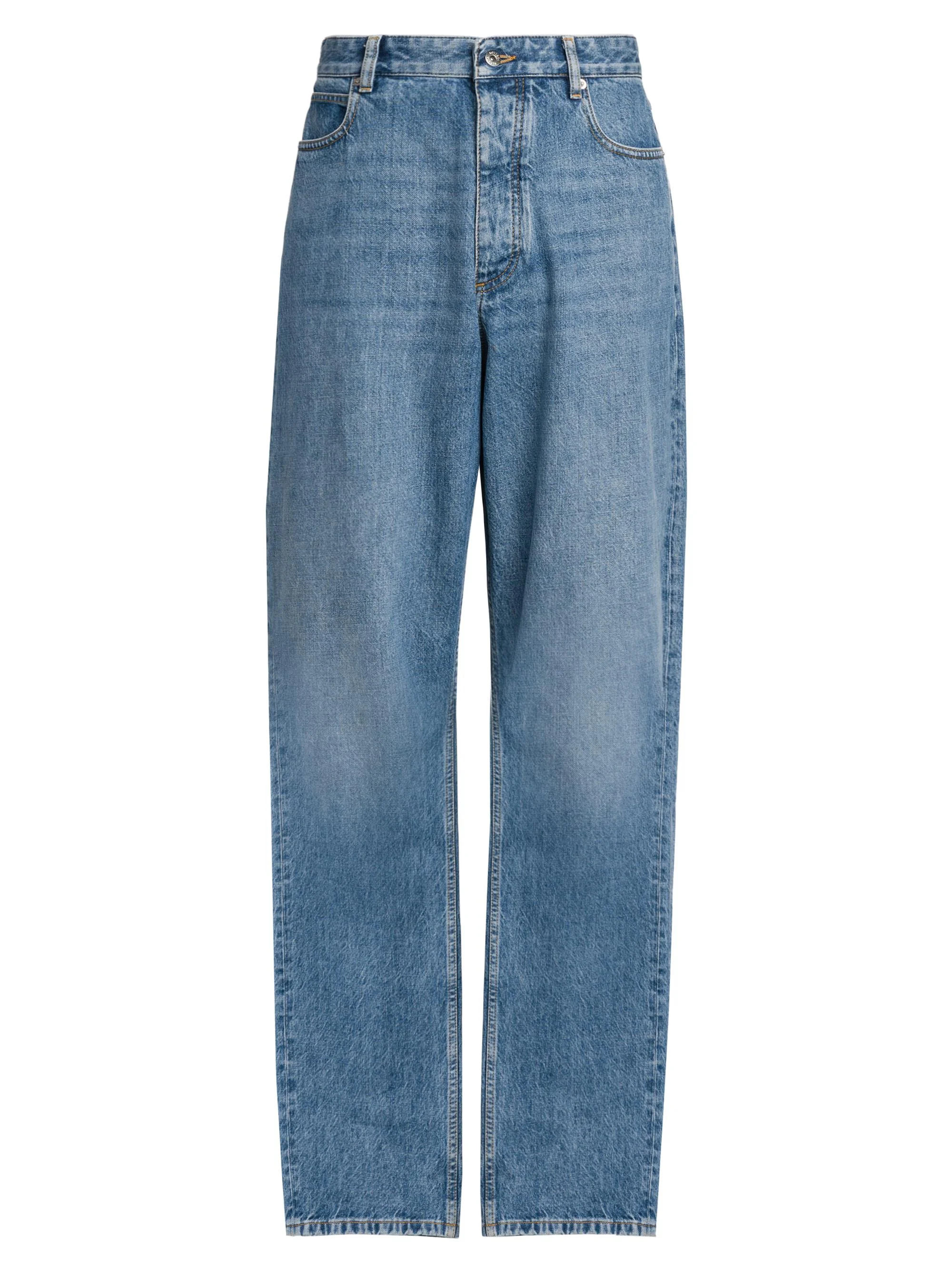 Men's Vintage Indigo Wash Wide-Leg Jeans - Mid Blue - 1