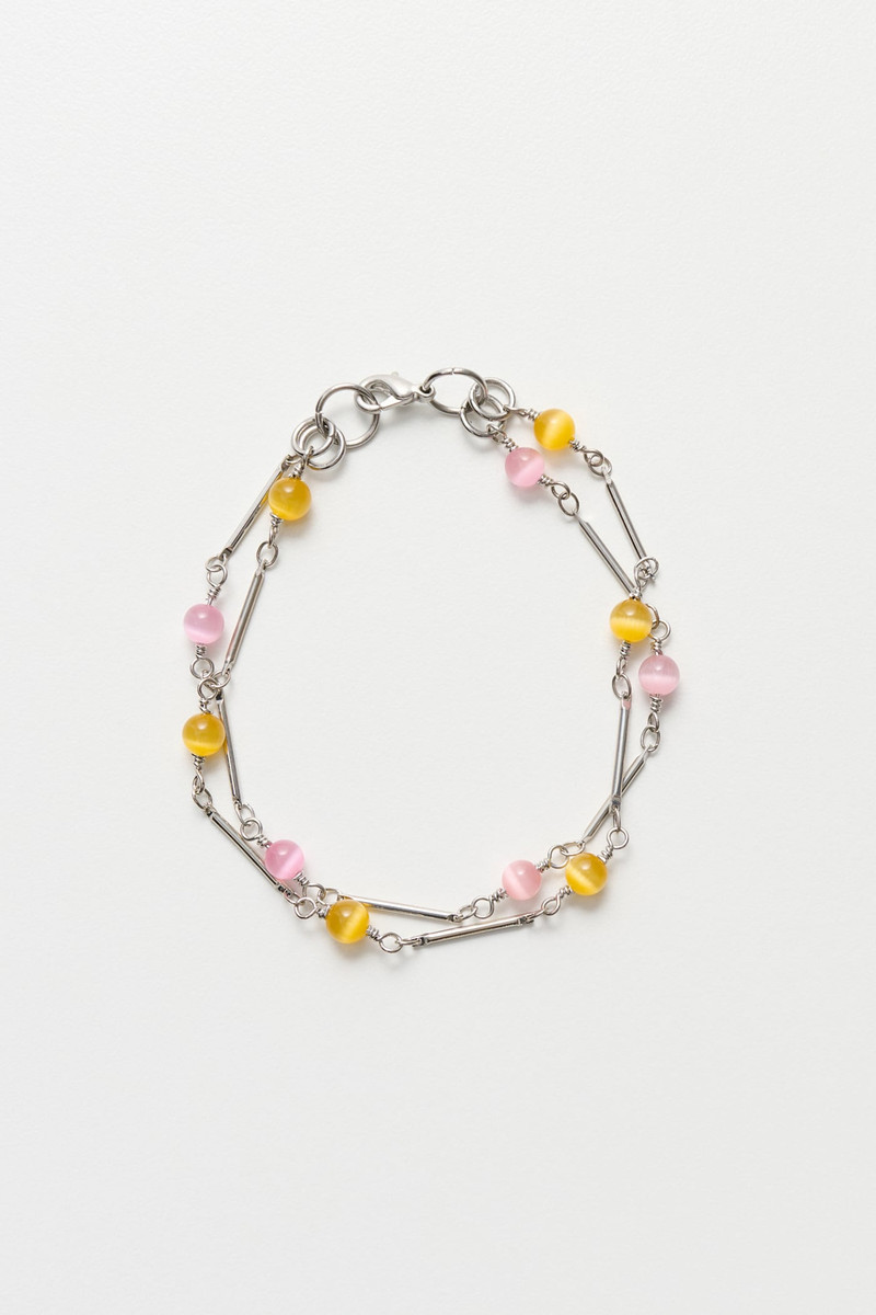 Fabricated Pearl Bracelet Marbled Nectar Brass Link 1