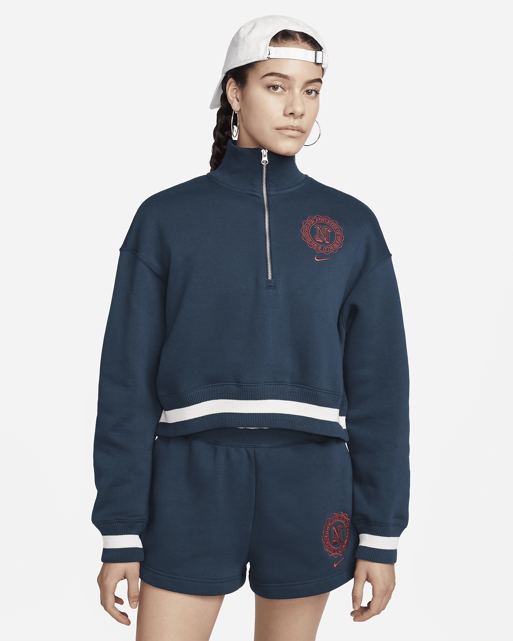 Women's Nike Sportswear Phoenix Fleece Heritage Oversized 1/2-Zip Crop Sweatshirt - 1