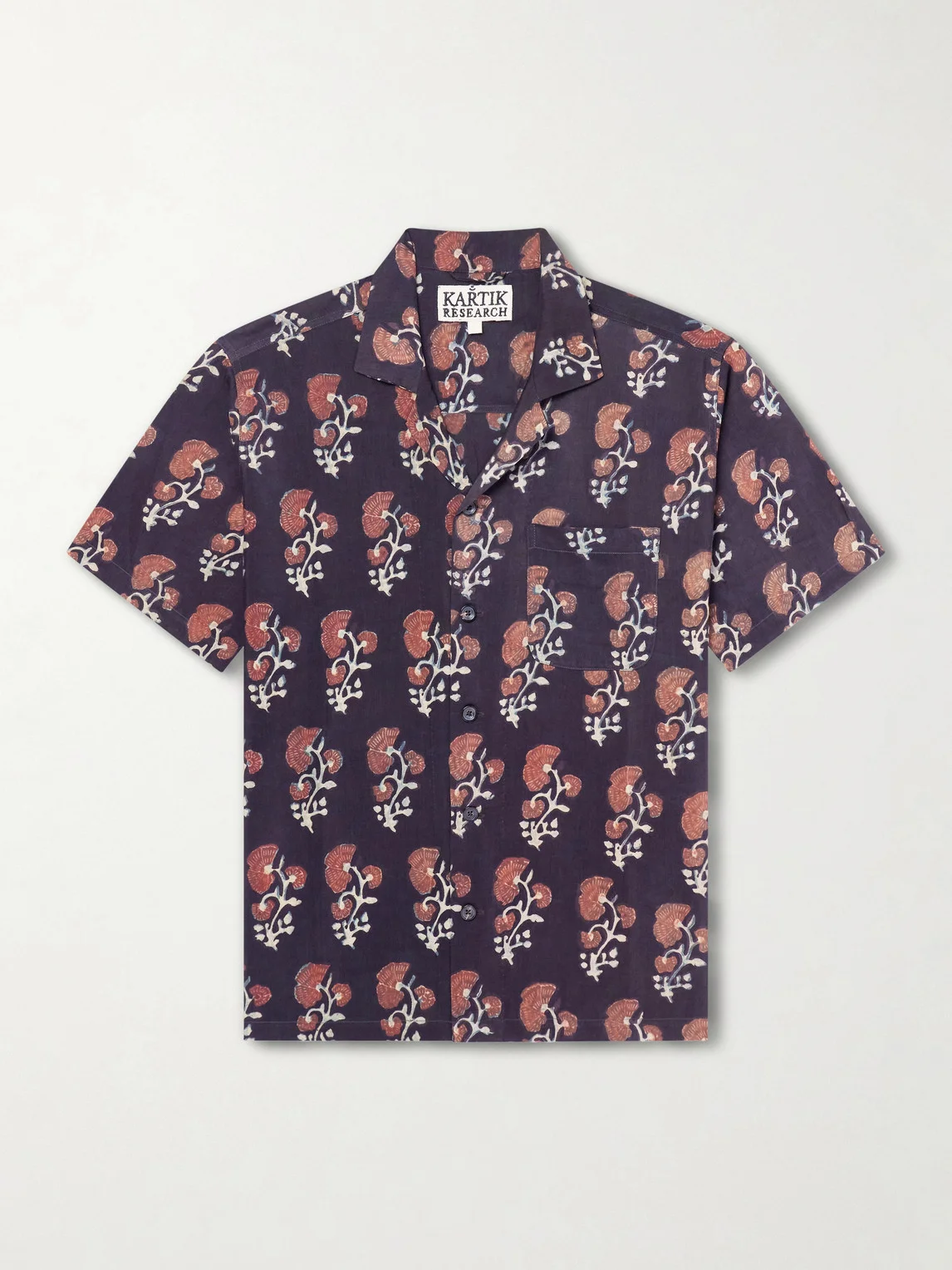 Camp-Collar Floral-Print Silk Shirt - 1