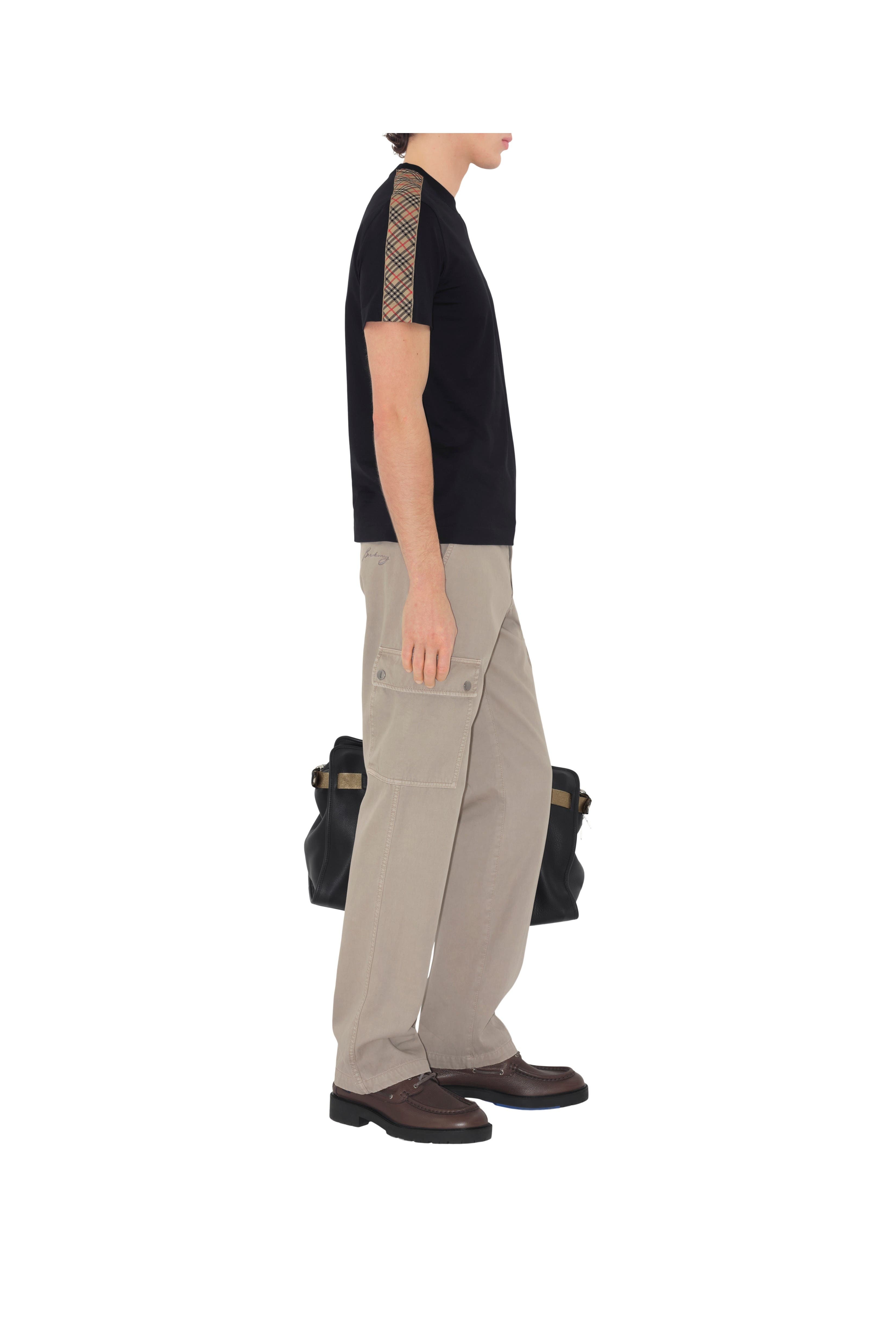 burberry Check Trim Cotton T-shirt in Black at Nordstrom - 3
