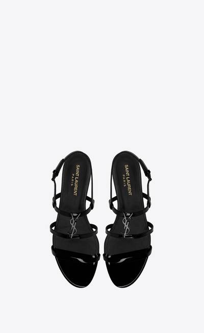SAINT LAURENT cassandra flat sandals in patent leather with black monogram outlook
