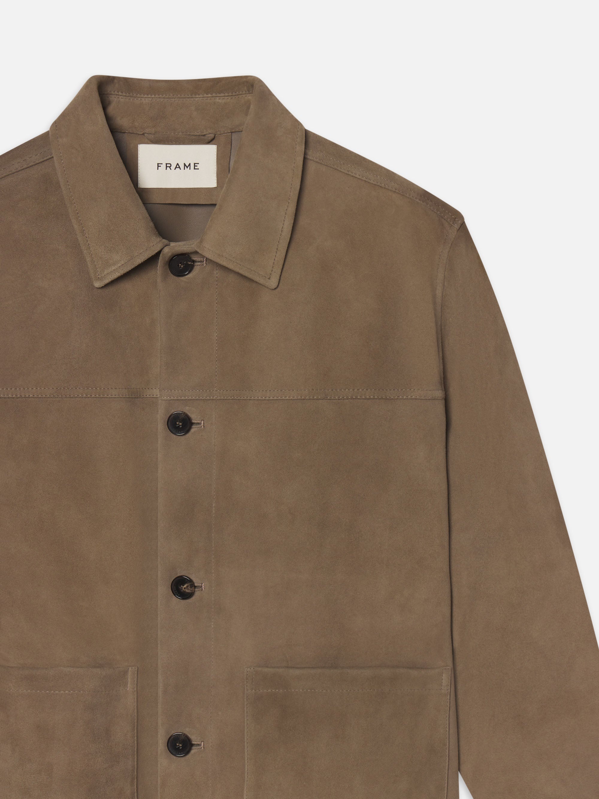 Suede Chore Coat in Dark Beige - 4