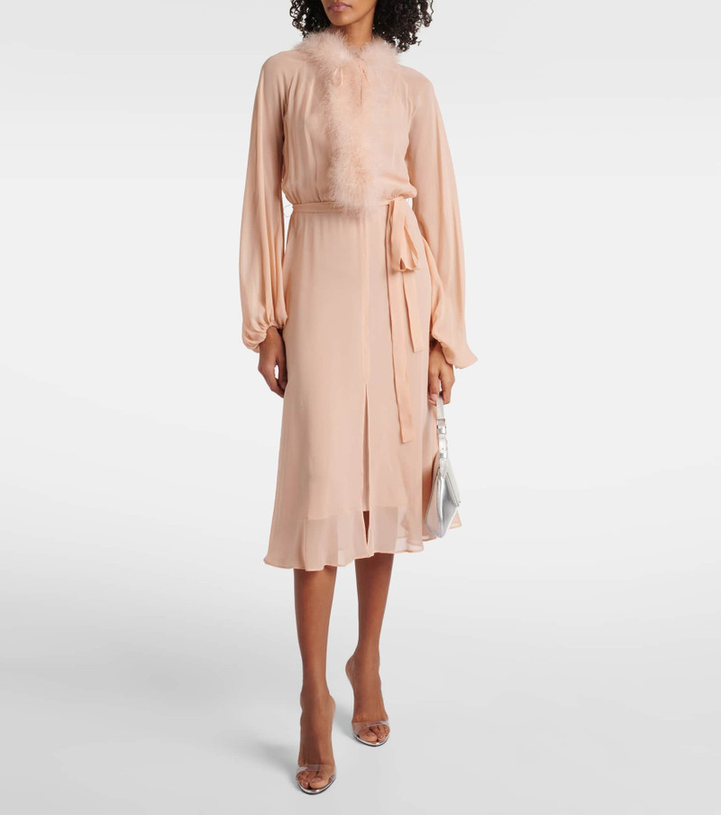 Blumarine Georg feather-trimmed midi dress outlook