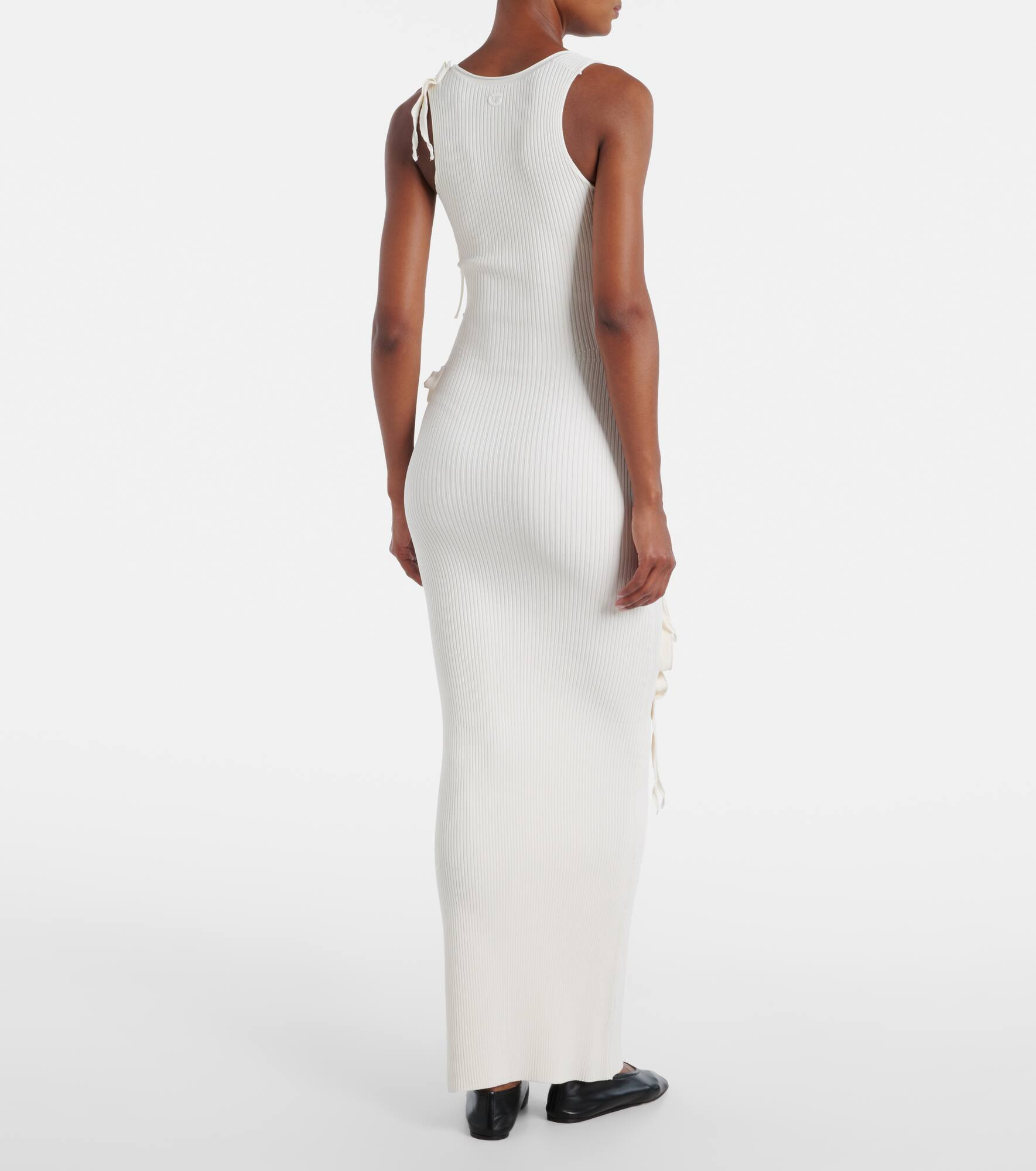 Floral-appliqué ribbed-knit maxi dress - 3