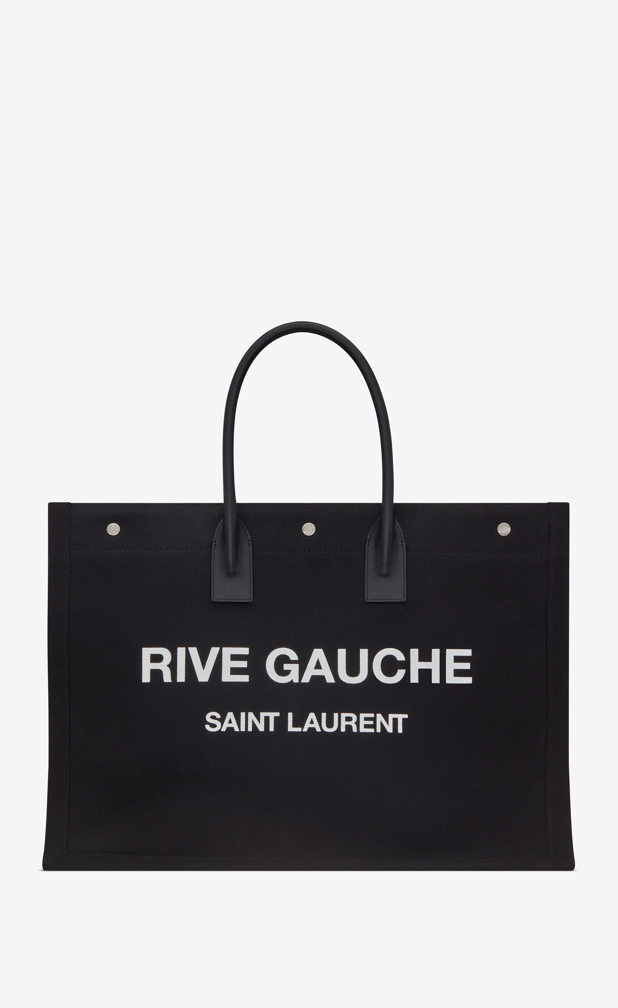 rive gauche large tote bag in printed canvas and leather - 1