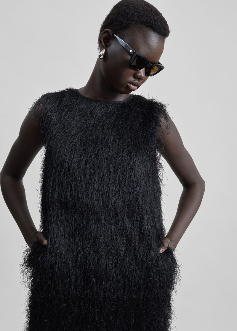 Loulou de Saison Tiwa Fringed Maxi Dress - Black 6