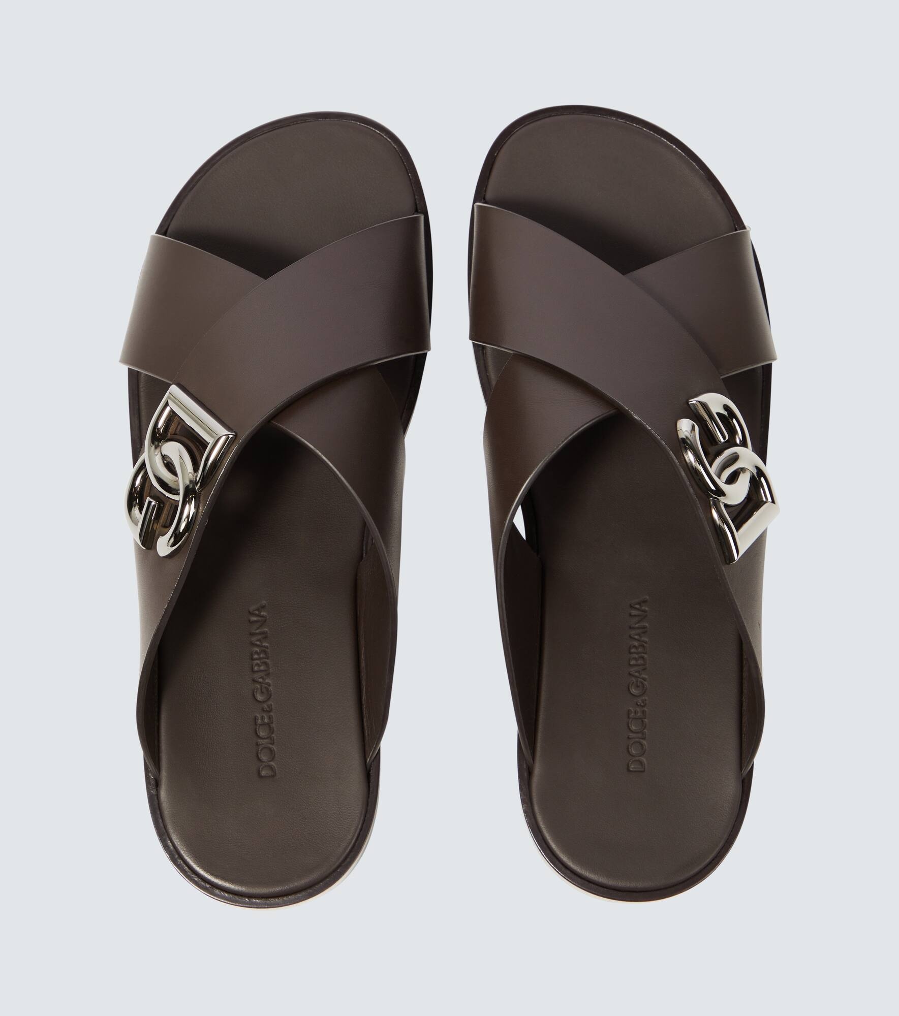 Logo leather slides - 4