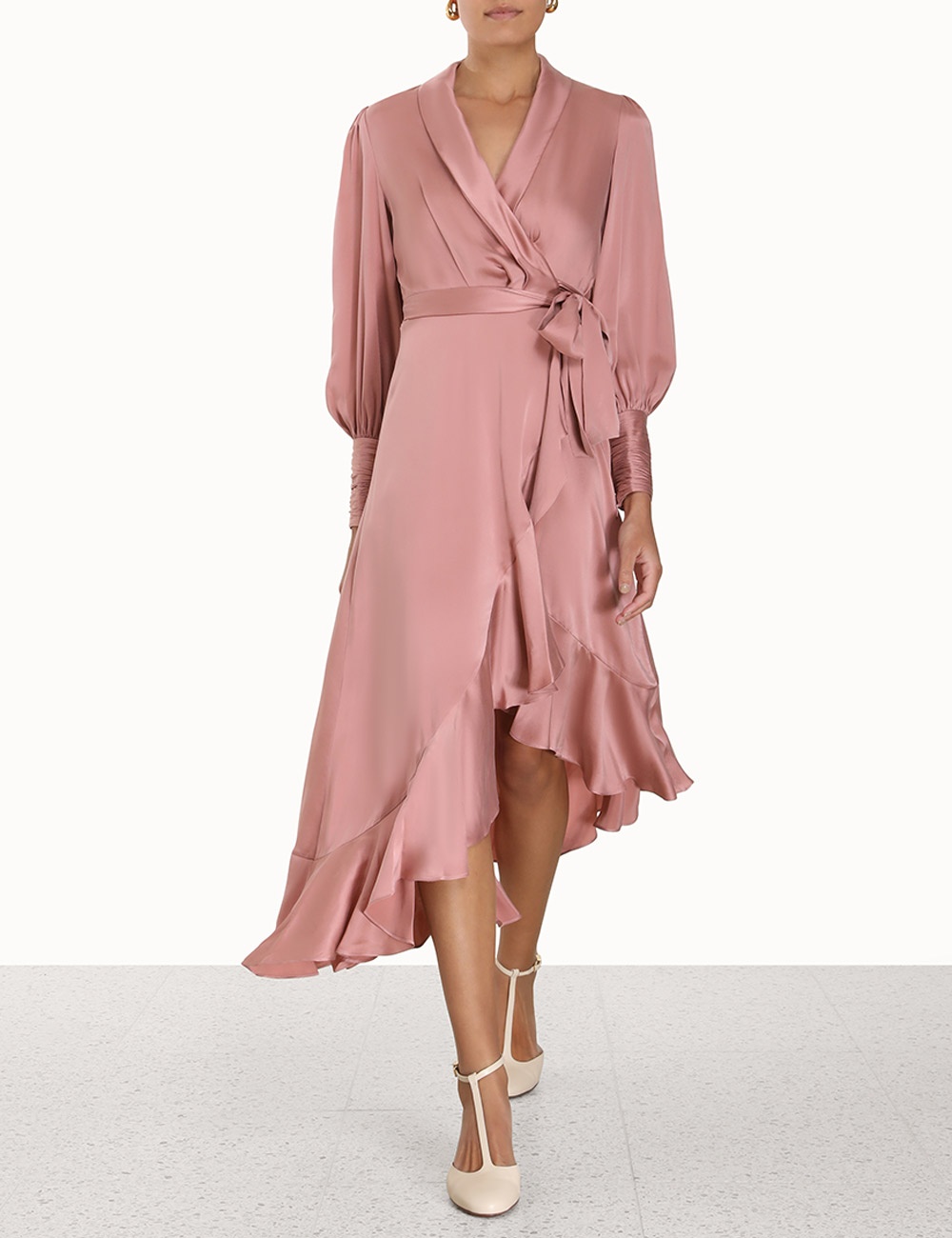 SILK WRAP MIDI DRESS - 2