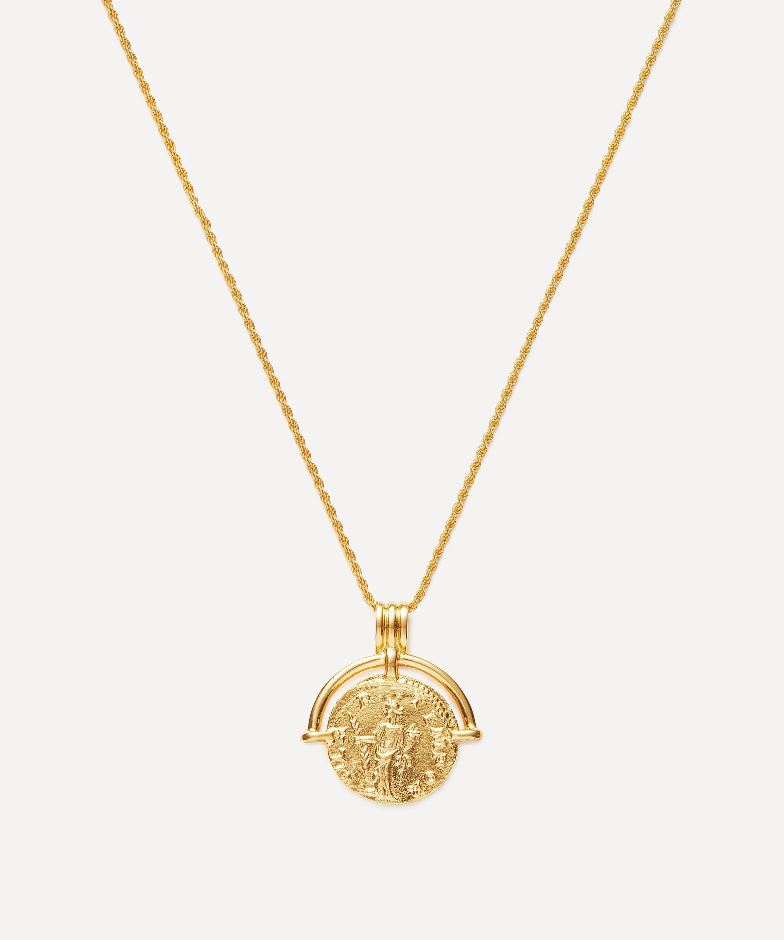 X Lucy Williams 18ct Gold-Plated Engravable Roman Arc Coin Pendant Necklace - 1