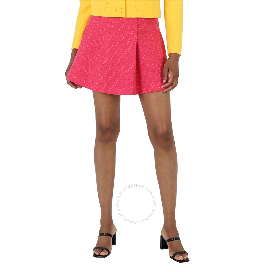 Moschino Fuschia Polka-Dot Tweed Mini Skirt - 3
