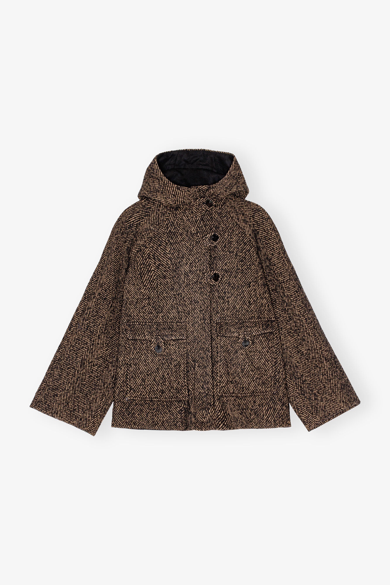 HERRINGBONE WOOL MIDI JACKET - 1
