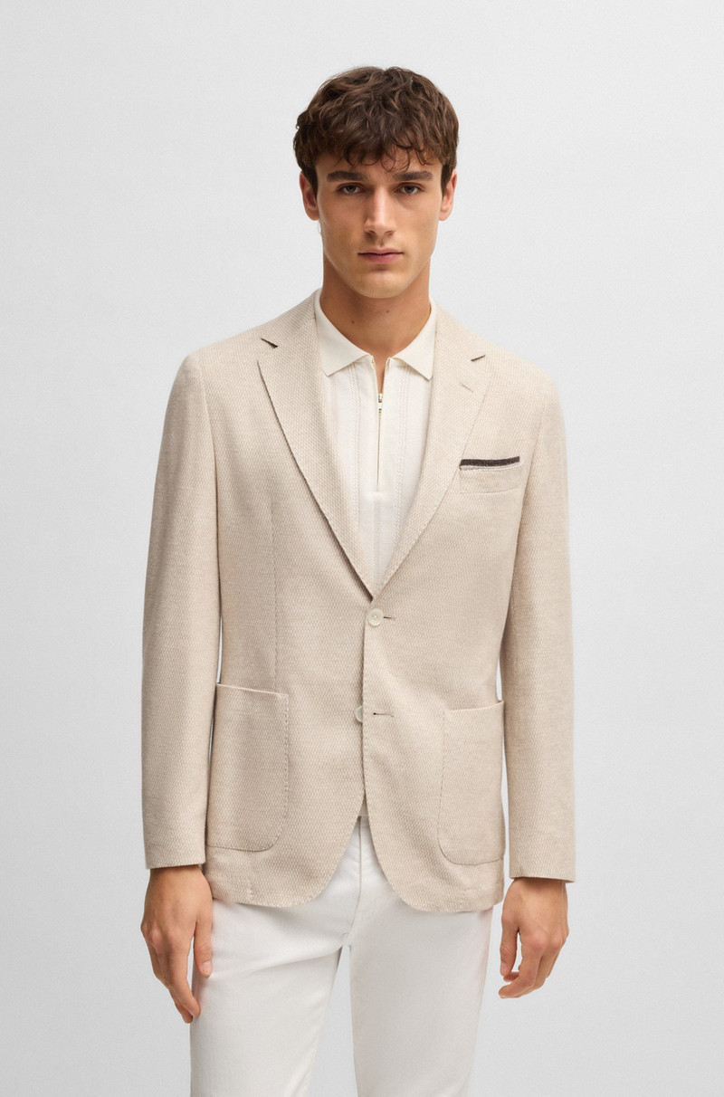 BOSS SILK-LINEN POCKET SQUARE WITH CONTRAST BORDER outlook