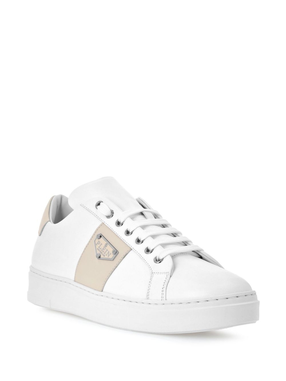 logo-plaque leather sneakers - 2