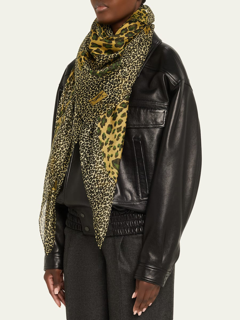 Grand Carre Animal-Print Silk Scarf 4
