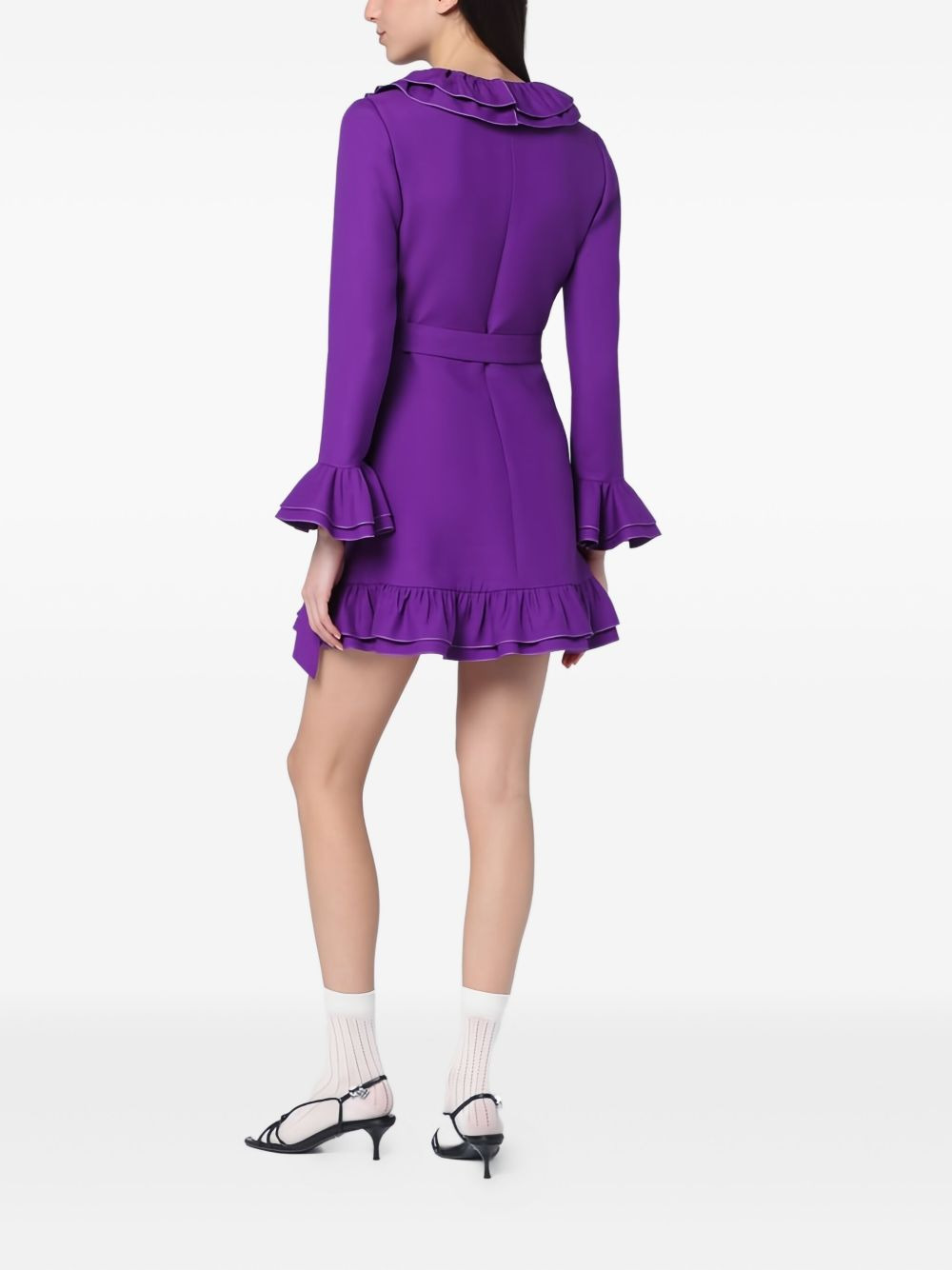 ruffle-detailing mini dress - 4