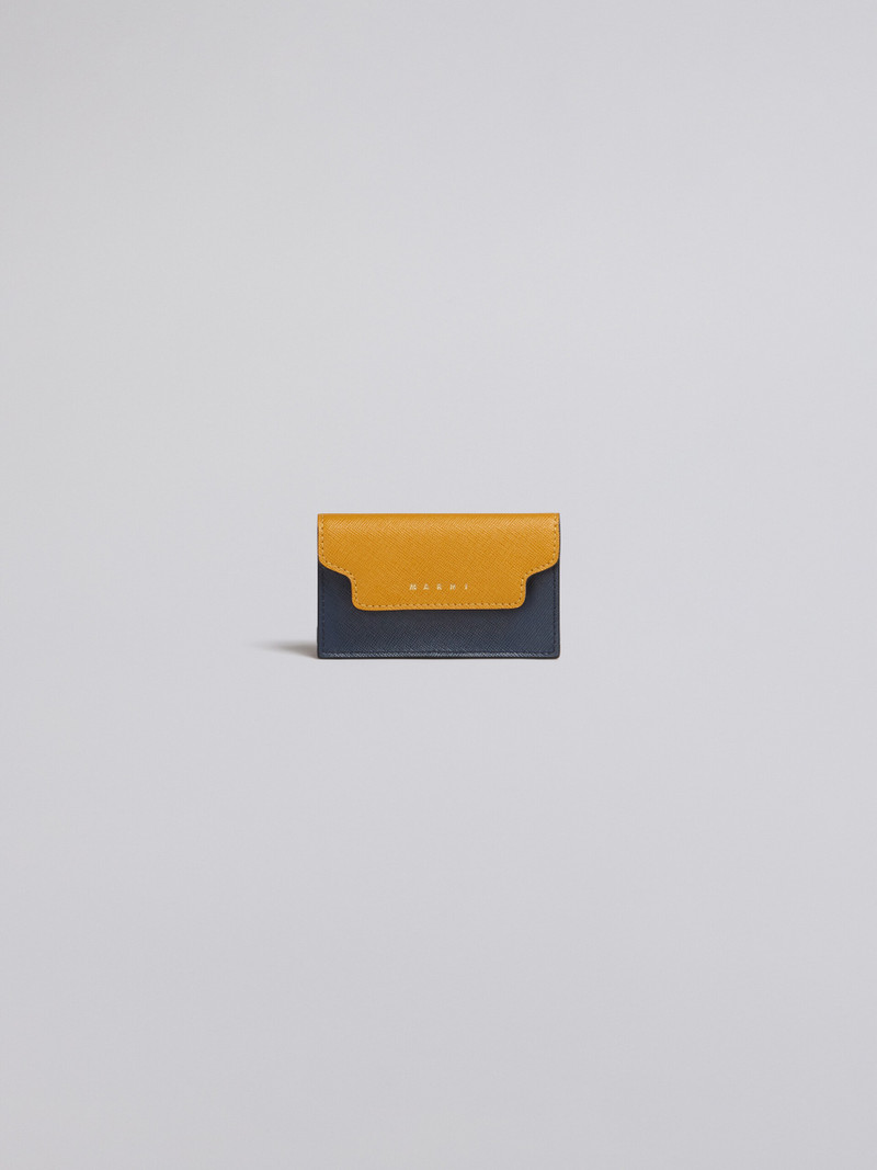 ORANGE PINK AND BLUE SAFFIANO LEATHER BUSINESS CARD CASE 1