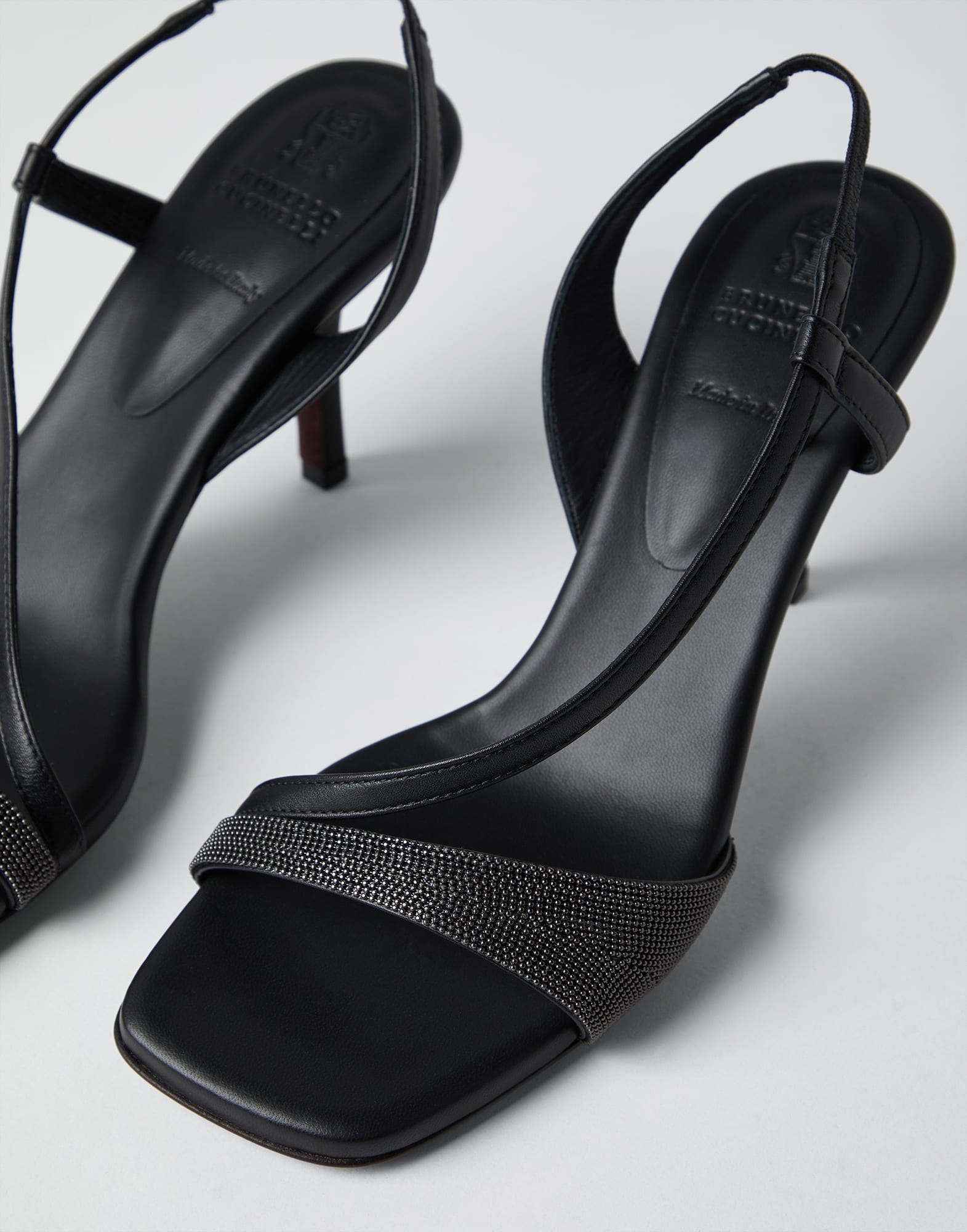 Nappa leather heels with precious straps - 3