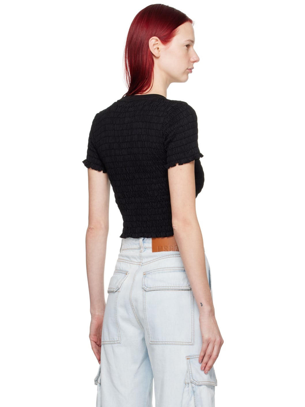 Black Shirred T-Shirt - 3