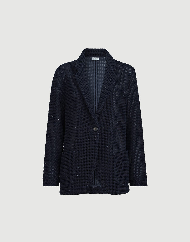 Cotton Diamond yarn net knit blazer 1