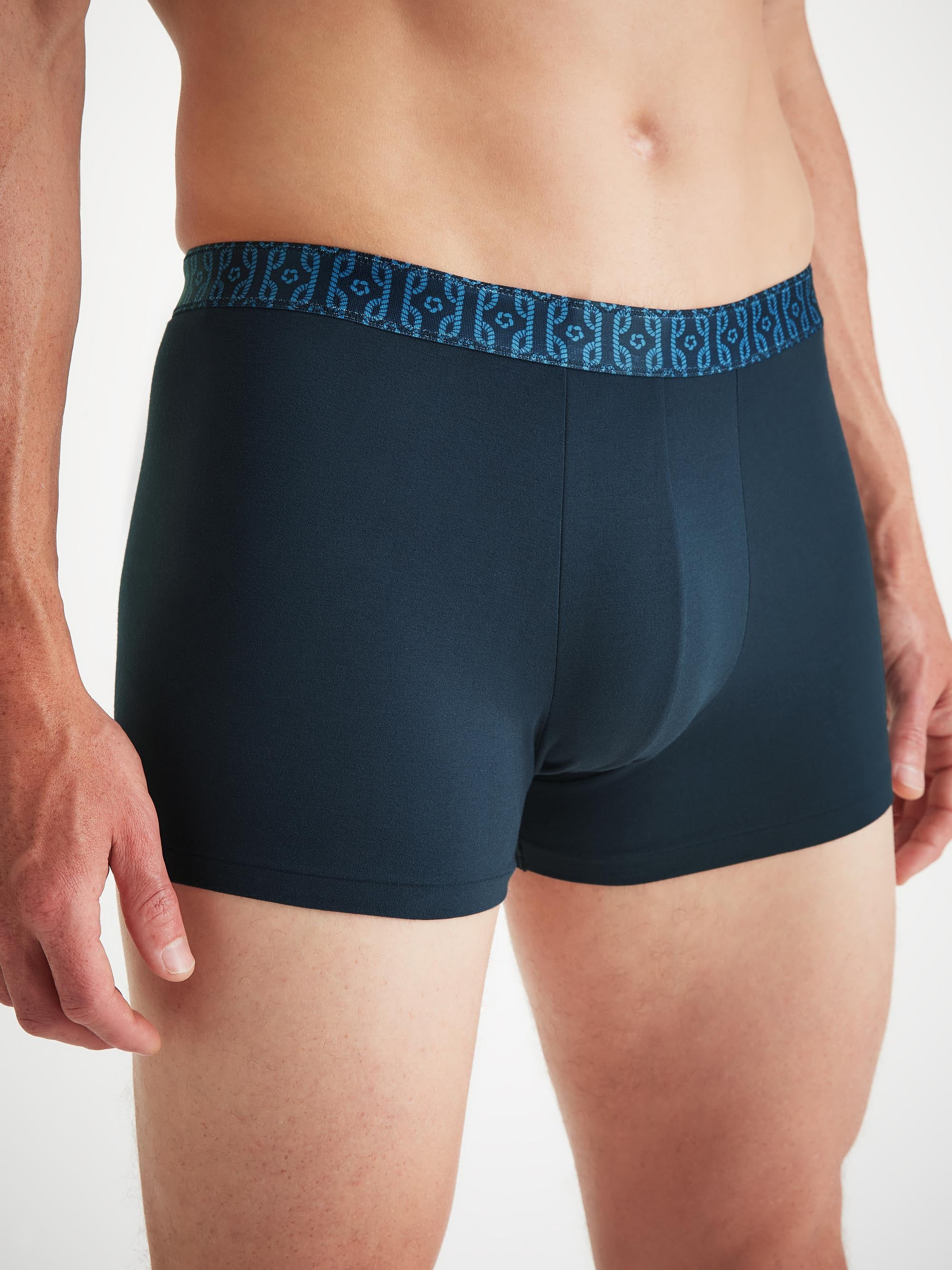 Men's Boxer Briefs Pima Cotton Stretch Navy Rope Print - 3